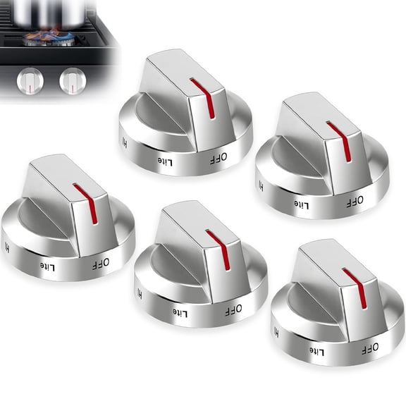 5-Pack Gas Stove Knob Replacement, Compatible with NX60T8111SS NX60T8311SS NX60T8711SS Models, Replaces DG94-03500A/Z DG94-03500U DG94-04396A, Durable Heat-Resistant Range Oven Knobs