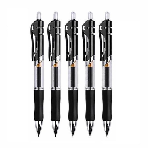 5 Pack Gel Pens, Black Barrel,Medium Point (0.5mm), Black Gel Ink Pens for Home, Office, Journaling, Writing, Note-Taking, Teacher Supplies