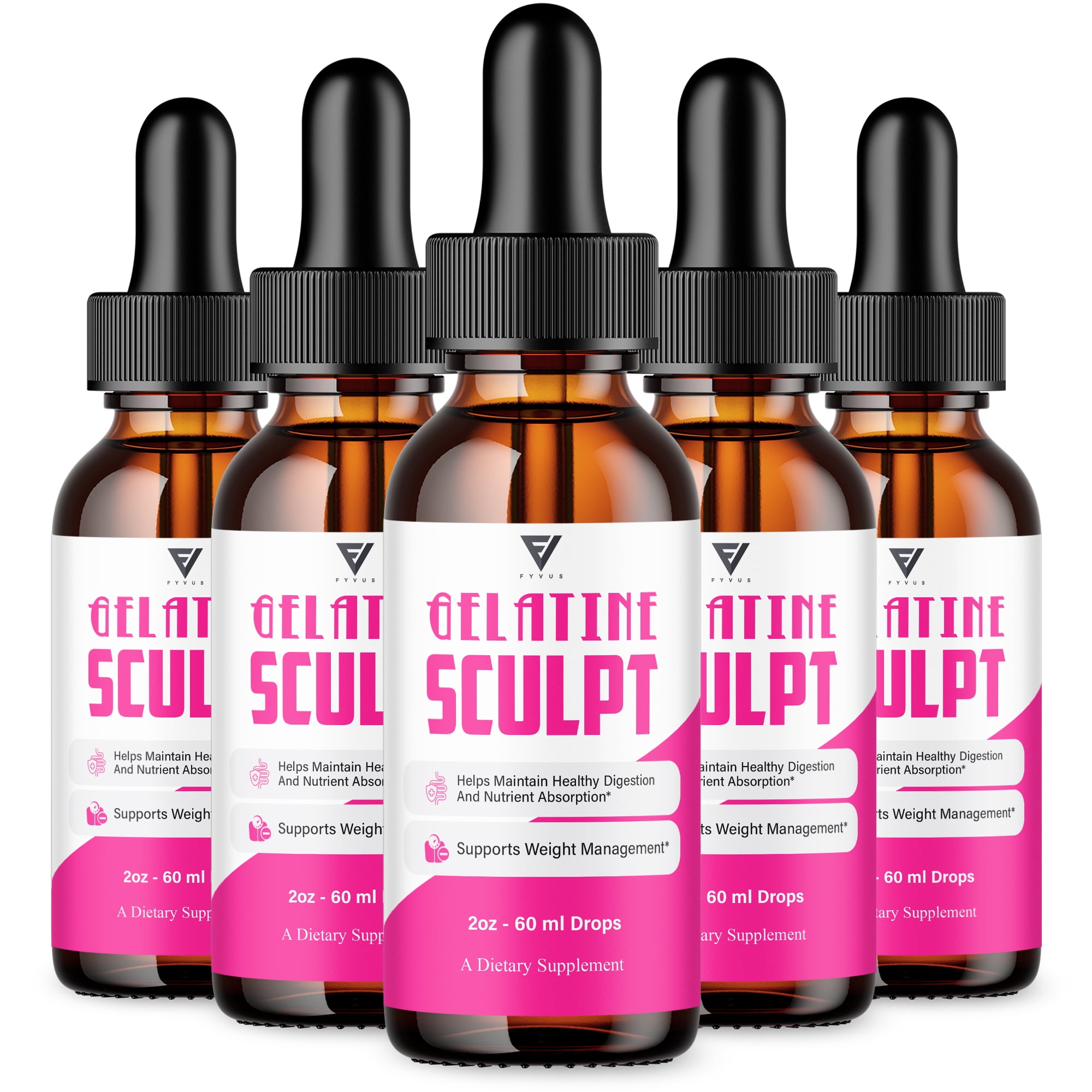 (5 Pack) Gelatine Sculpt Weight Management Support Liquid Drop Supplement (10oz)