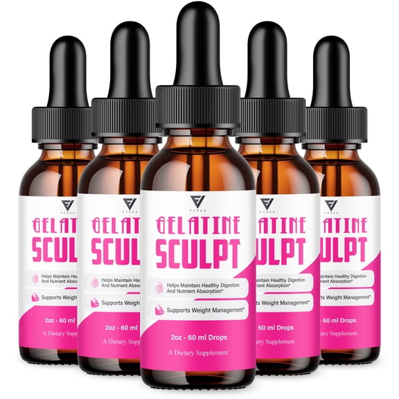 (5 Pack) Gelatine Sculpt Weight Management Support Liquid Drop Supplement (10oz)
