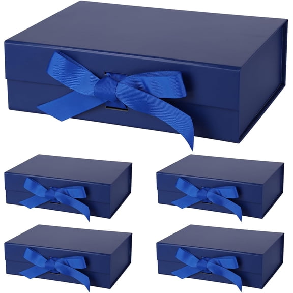 5 Pack Gift Boxes,10.5x7.5x3.5 Inch Magnetic Gift boxes for Presents with Lids Magnetic Closure Rectangle Collapsible for Christms,Mother's Day, Birthdays, Bridal Gifts,Weddings wraps gift(Blue)