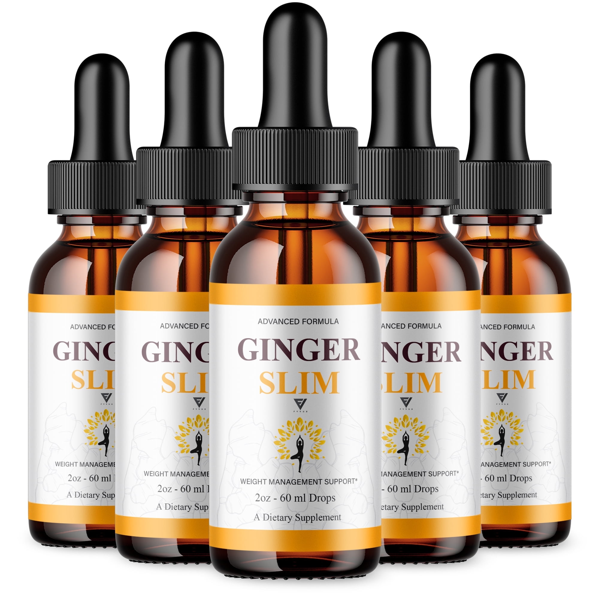 (5 Pack) Ginger Slim Drops Extra Strength GingerSlim Wellness Supplement (10oz)
