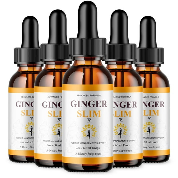 (5 Pack) Ginger Slim Drops Extra Strength GingerSlim Wellness Supplement (10oz)