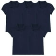 thumbnail image 1 of 5-Pack Girl's 3-Button Short Sleeve Stretch Pique Polo Shirts School Uniform (4-20), 1 of 5
