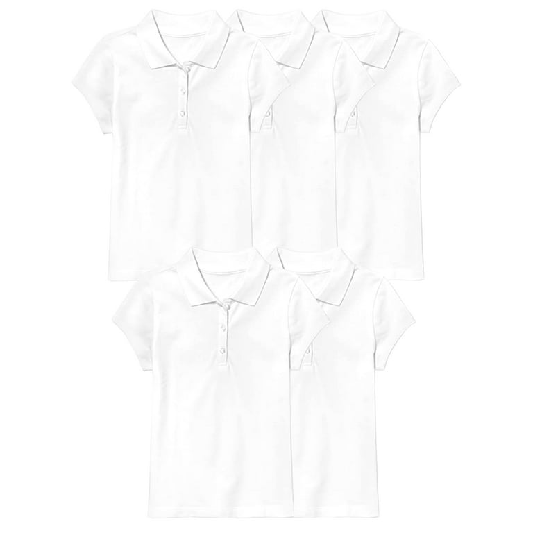 White school polo shop shirt 5 pack