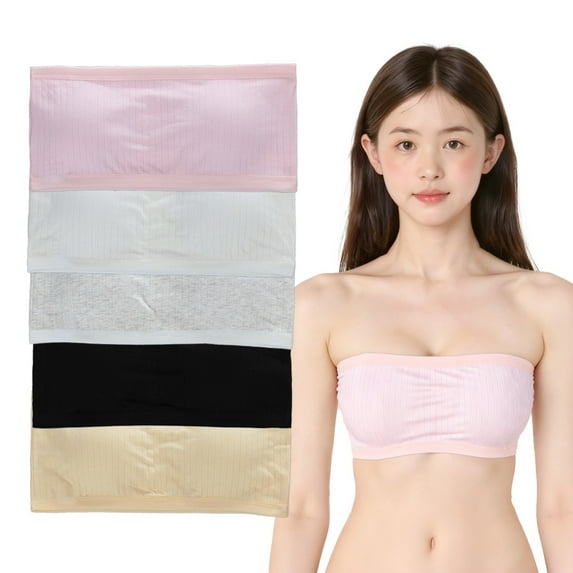 5-Pack Girls Breathable Bralette Soft Cotton Seamless Top 12-16