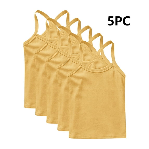 5 Pack Girls Cami Undershirts, Racerback Sleeveless Tank Tops, Spaghetti Strap Camisole Athletic Workout Yoga Tank