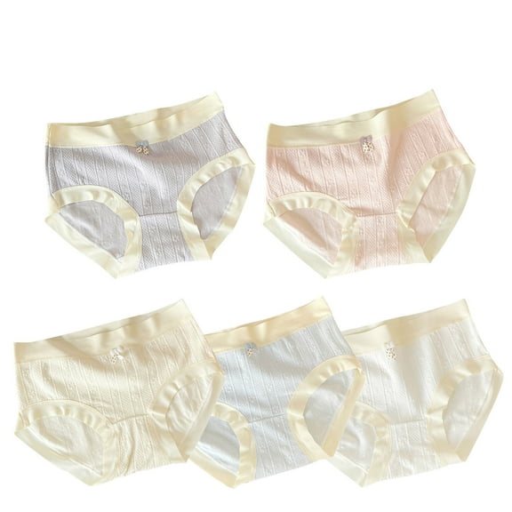 5 Pack Girls Cotton High Waist Underwear Size 14 Ultra-Soft Briefs Silk Trim Breathable Cute Panties 12 Years