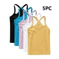 thumbnail image 1 of 5 Pack Girls' Cotton Tank Tops, Stretch Undershirts for Girls Breathable Soft Camisole Undershirts Solid Color Cute Sleeveless Cami Tanks, 1 of 9