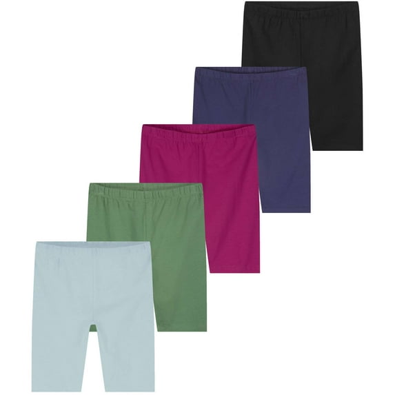 5 Pack: Girls' Dry-Fit Active Athletic Dolphin Shorts (Ages 4-16)