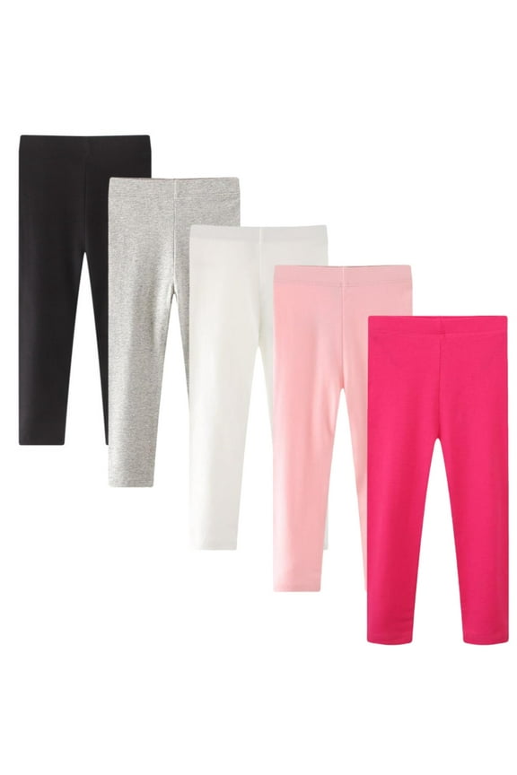 5 Pack Girls Leggings Cotton Leggings for Girls Tights Pants for Kids Toddler Stretchy Full Length Multipack 2-7T