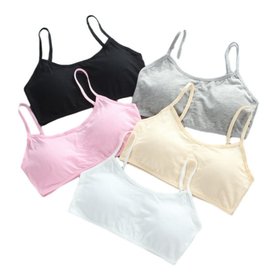 5 Pack Girls Padded Training Bras Seamless Wireless Light Padded Trainer Bras for Girls 10-16 Years