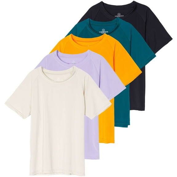 5 Pack Girls' Short Sleeve UPF Sun Protective Rashguard Swim Shirt Active Athletic (Ages 4-16)