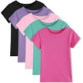 thumbnail image 1 of 5 Pack Girls/Toddlers Cotton T-Shirts Crewneck Short Sleeve Summer Tops Kids Clothes Tees（2T-12Y）, 1 of 7
