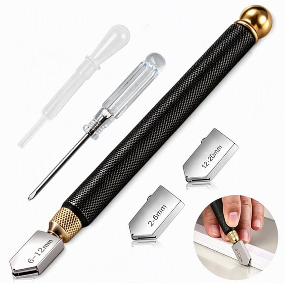 5 Pack Glass Cutting Tool Set, Carbide Wheel Glass Cutter with Cutting Oil for Mirror Tile Stained Glass DIY