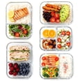 thumbnail image 1 of 5 Pack 36oz Glass Meal Prep Containers with Lids, 1&2&3 Compartment Airtight Glass Food Storage, Microwave & Dishwasher Safe, Blue, 1 of 8