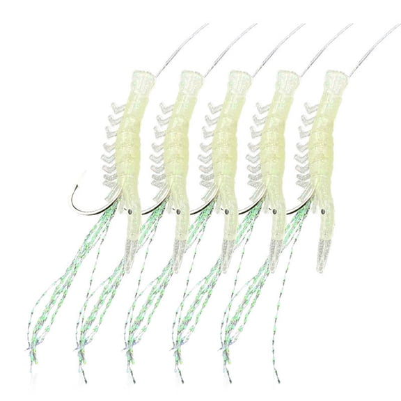 5 Pack Glow Fishing Rigs Trout Fishing Tackle Fishing Lures Rigs Shrimp String Hook Fishing Baits Shrimp Baits