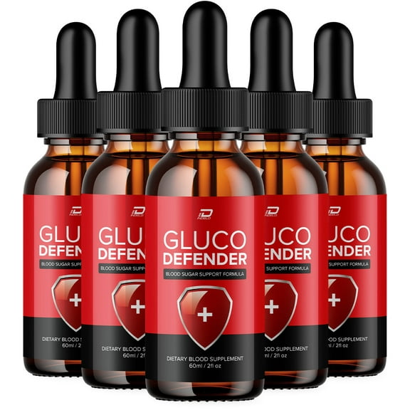 (5 Pack) Gluco Defender Drops Healthy Blood Support Formula - Dietary Supplement Drops - Extra Strength GlucoDefender Liquid Drops, Gluco Defender Drops Reviews (5 Month Supply)