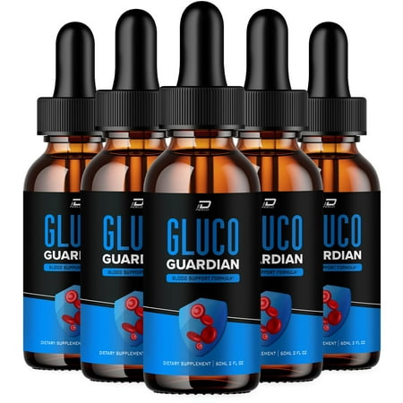 (5 Pack) Gluco Guardian Drops Liquid Supplement - GlucoGuardian Drops, All-Natural Blood Support Formula, Offical Gluco Guardian Extra Strength Formula, Gluco Guardian Reviews (5 Month Supply)