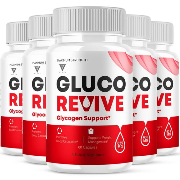 (5 Pack) Gluco Revive Blood Support Supplement GlucoRevive Pills, GlucoRevive Glycogen Support Capsules (300 Capsules)