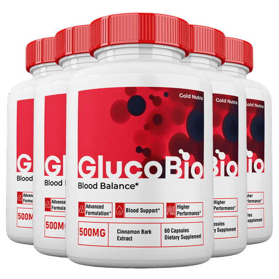 (5 Pack) GlucoBio Blood Support Capsules, Maximum Strength Formula, GlucoBio Capsules Official Blood Support, 5 Month Supply