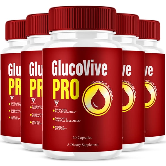 (5 Pack) GlucoVive Pro Blood Balance Support, Gluco Vive Pro Supplement (300 Capsules)