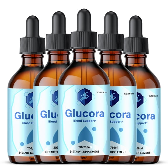 (5 Pack) Glucora Supplement Drops, All Natural Glycogen Supplement, Glu cora Liquid Formula, Maximum Strength