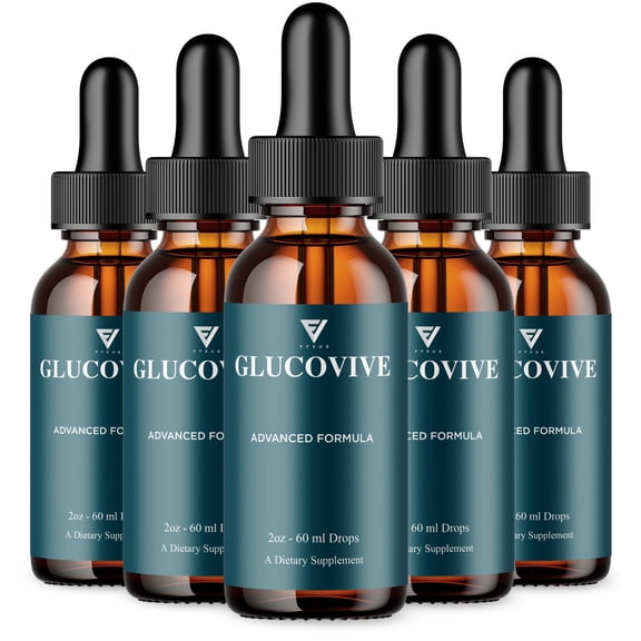 (5 Pack) Glucovive Advanced Blood Support, Gluco Vive Supplement Drops (10oz)