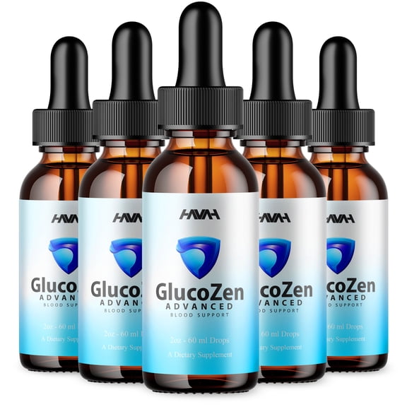 (5 Pack) Glucozen Daily Blood Support Drops, Gluco Zen Advanced Formula (10oz)