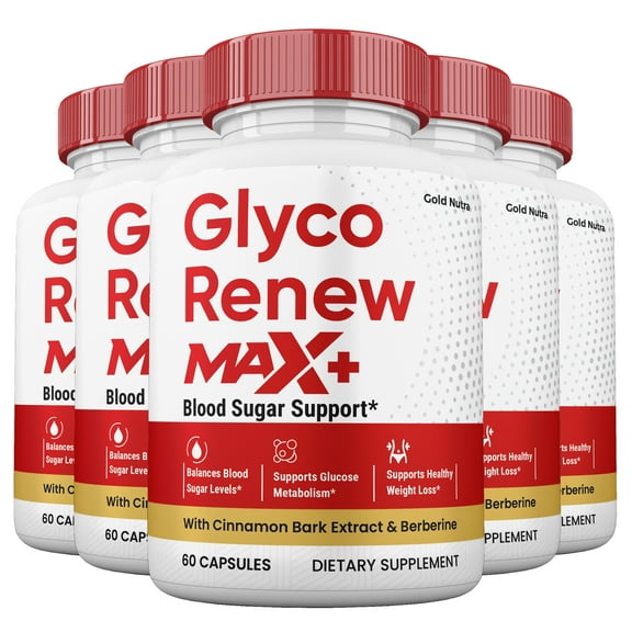(5 Pack) Glyco Renew Max + Blood Sugar Capsules, Official Capsules, 2x Stronger, Made in the USA.