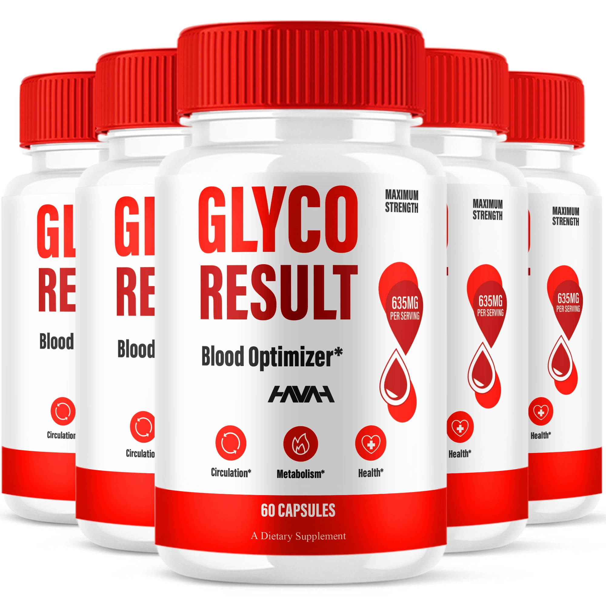(5 Pack) Glyco Result Blood Optimizer, Glyco Result Supplement (300 Capsules)
