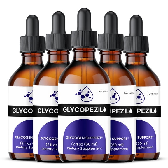 (5 Pack) GlycoPezil Supplement Drops, All Natural Glycogen Supplement, Glyco Pezil Liquid Formula, Maximum Strength
