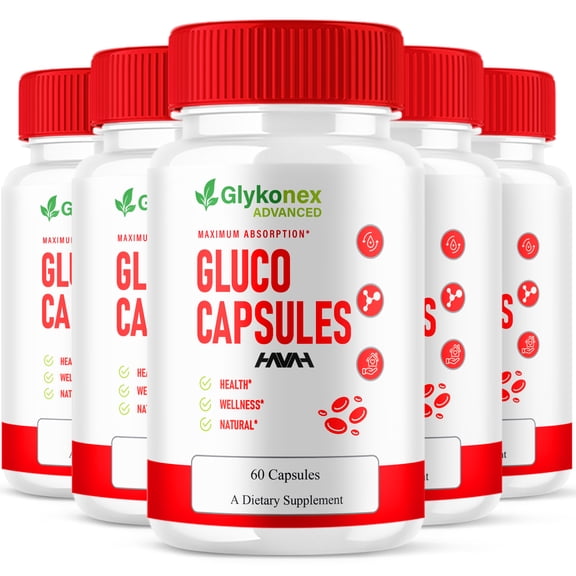 (5 Pack) GlykoNex Advanced Daily Wellness Support, Glyko Nex Pills (300 Capsules)