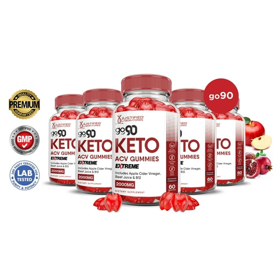 (5 Pack) Go 90 Keto Extreme ACV Gummies 2000mg Dietary Supplement 300 Gummys