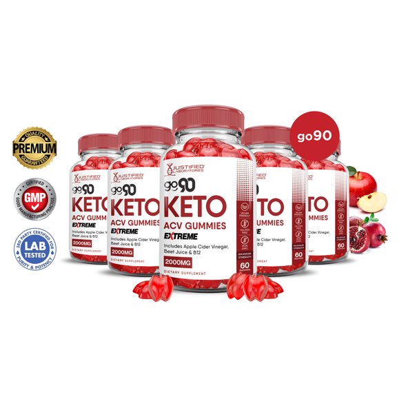 (5 Pack) Go 90 Keto Extreme ACV Gummies 2000mg Dietary Supplement 300 Gummys