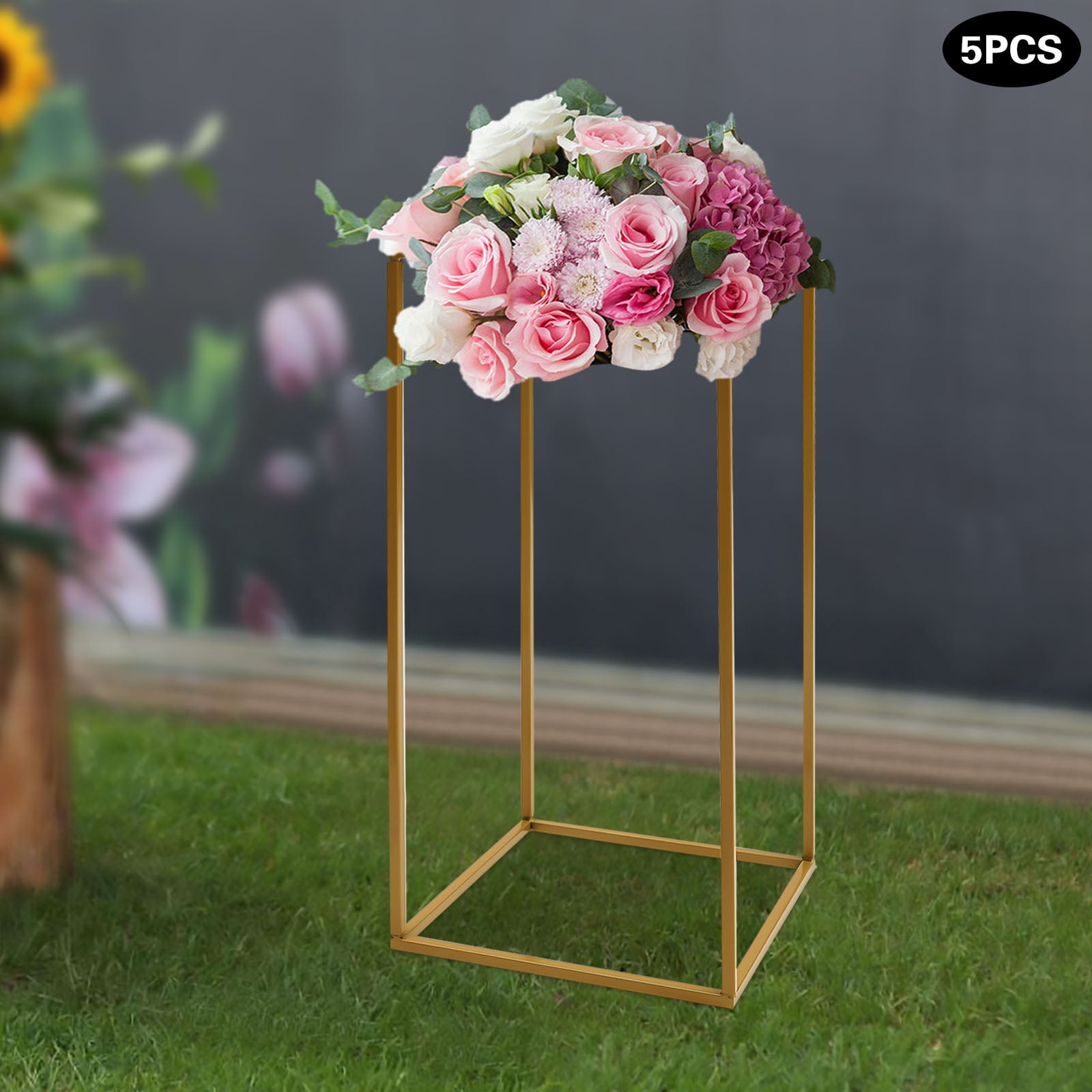 5-Pack Gold Metal Flower Stands 23.6 Inch Tall Rectangular Display Rack ...