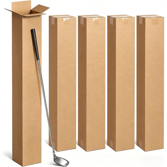 5 Pack Golf Club Shipping Boxes, 48x4x4 Inch Tall Corrugated Cardboard Golf Club Box for Shipping, Packaging, Moving, Mailing
