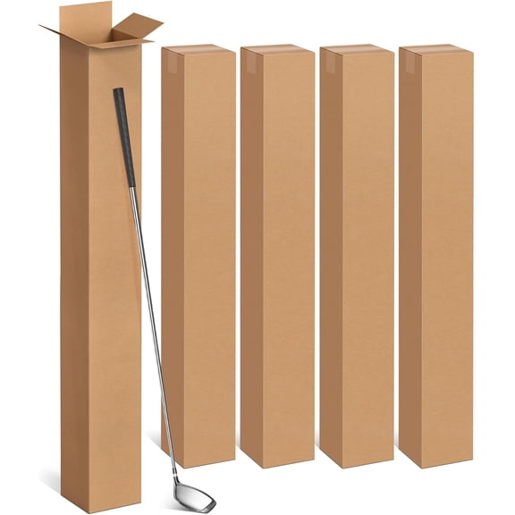 5 Pack Golf Club Shipping Boxes, 48x4x4 Inch Tall Corrugated Cardboard Golf Club Box for Shipping Packaging Moving Mailing