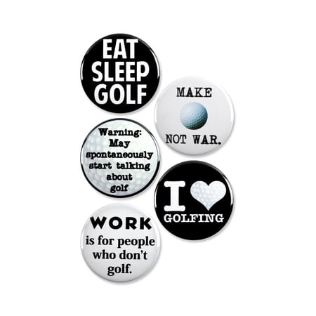 5 Pack - Golf Lovers Sports Pinback Buttons - 2.25 Inch