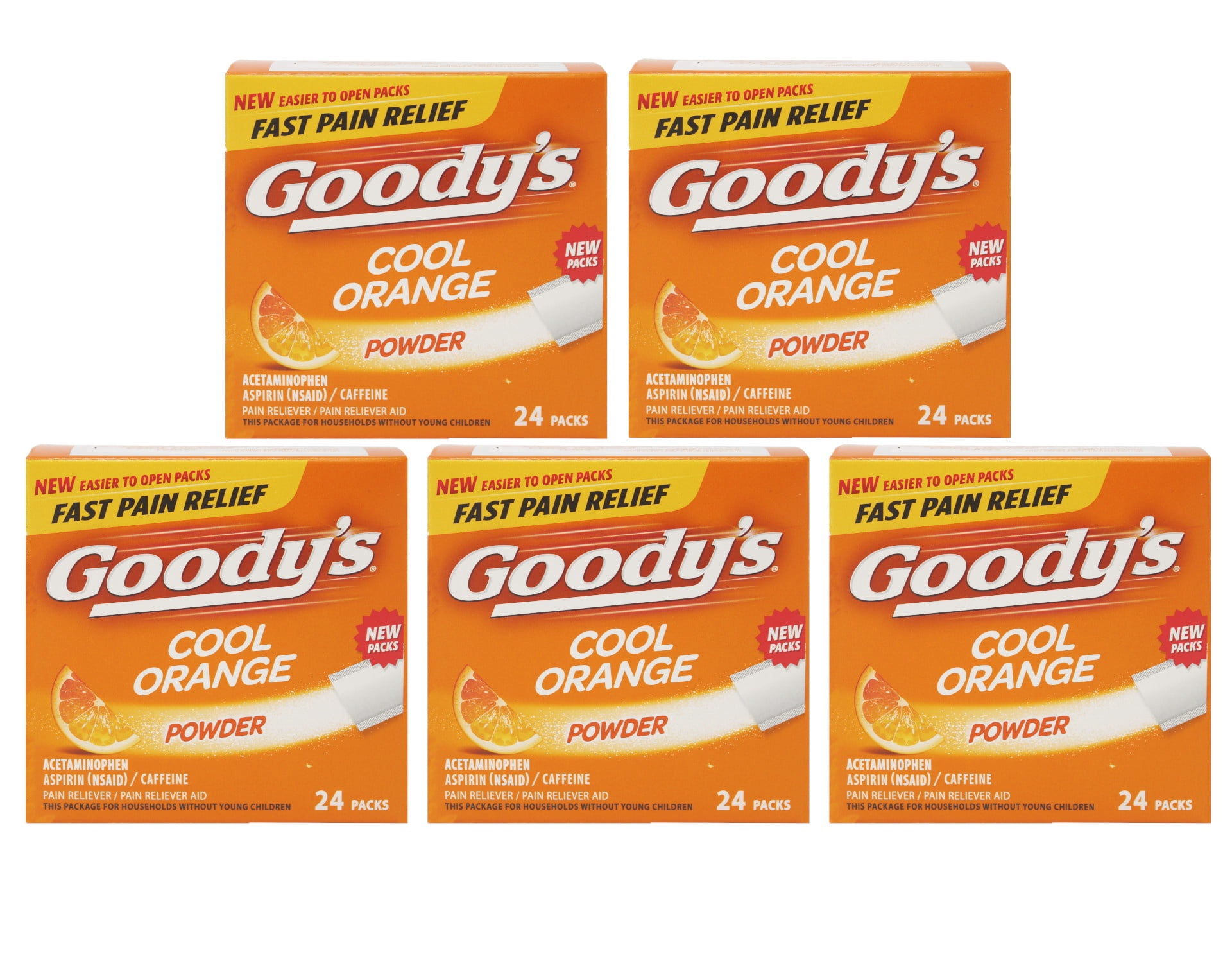 Goody's Cool Orange Extra Strength Pain Reliever, 5 Pack Headache