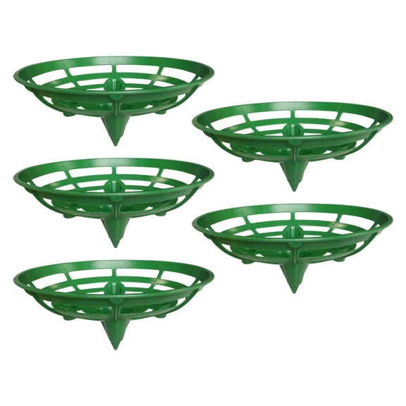 5 Pack Green Plastic Fruit Support Trays For Watermelon Melon Squash, Oval Garden Plant Stand, 9.1x7.87 Inch Vegetable Rack With Stake For Outdoor Growing,Gardening Tool(Ink green)