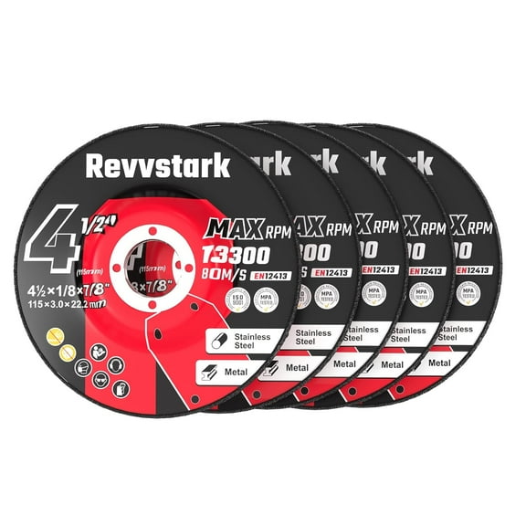 5-Pack Grinding Wheels 4.5" x 1/4" x 7/8", Metal & Stainless Steel Grinder Discs for Angle Grinders, Aluminum Oxide, Depressed Center