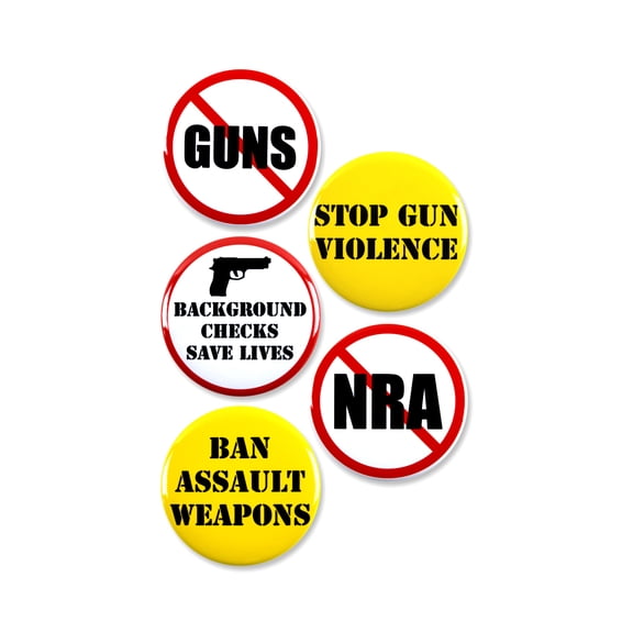 5 Pack - Gun Control Activism Pinback Buttons - 2.25 Inch