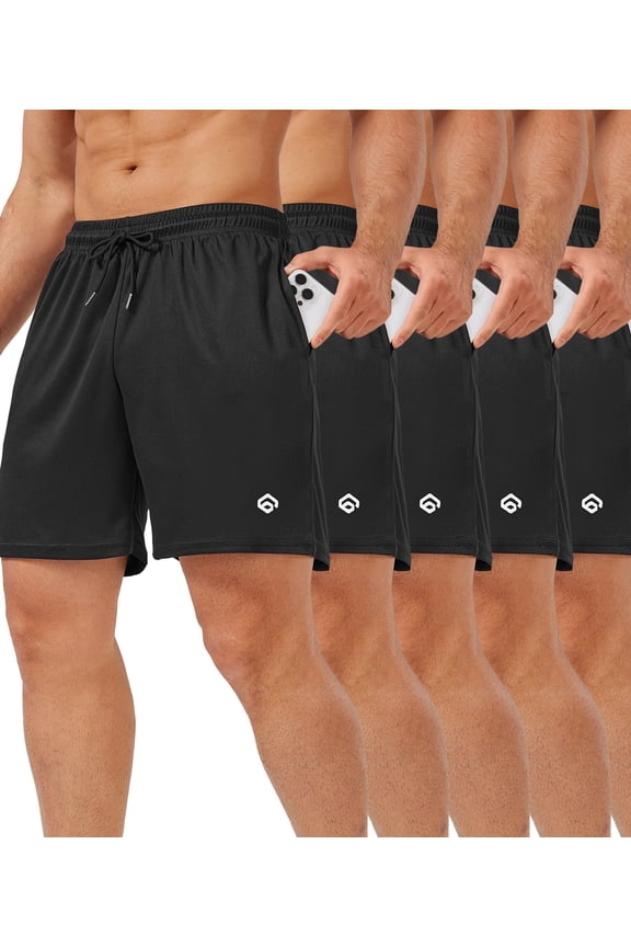 5 Pack Gym Shorts Men 5 Inch Quick Dry Mesh Shorts Men Lightweight Training Athletic Running Shorts with Pockets