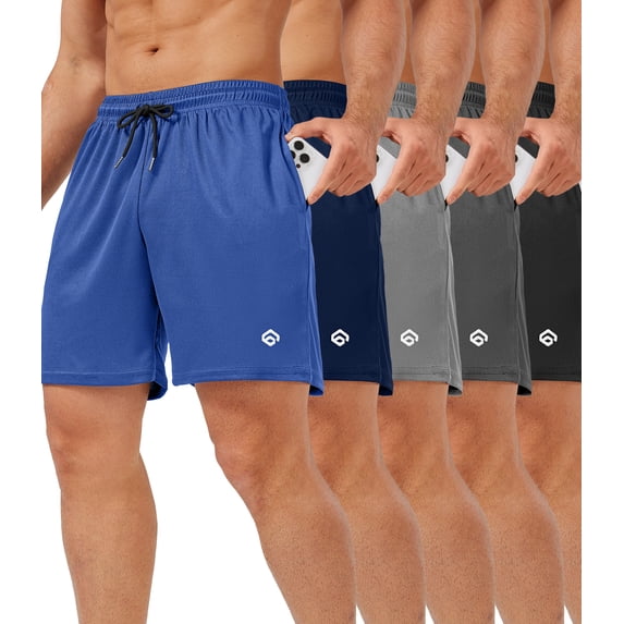 5 Pack Gym Shorts Men 5 Inch Quick Dry Mesh Shorts Men Lightweight Training Athletic Running Shorts with Pockets
