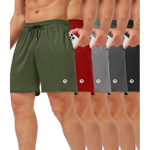5 Pack Gym Shorts Men 5 Inch Quick Dry Mesh Shorts Men Lightweight Training Athletic Running Shorts with Pockets
