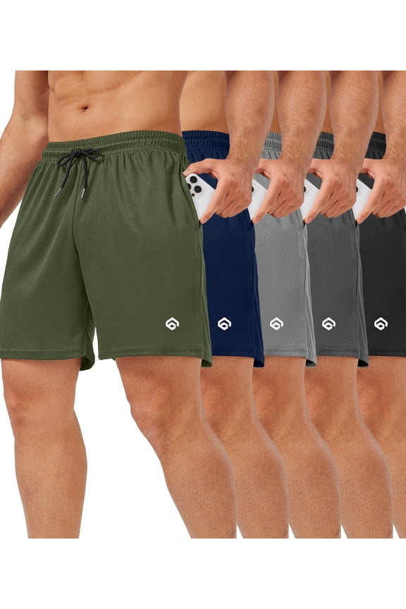 5 Pack Gym Shorts Men 5 Inch Quick Dry Mesh Shorts Men Lightweight Training Athletic Running Shorts with Pockets