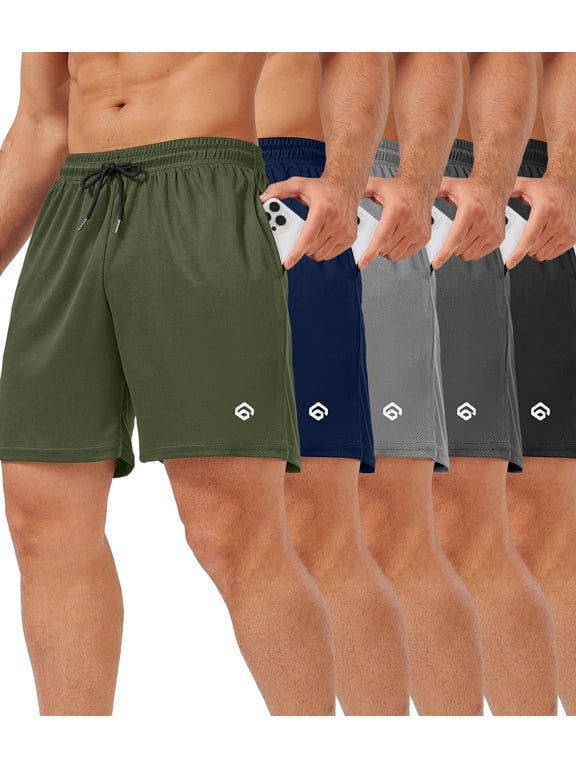 5 Pack Gym Shorts Men 5 Inch Quick Dry Mesh Shorts Men Lightweight Training Athletic Running Shorts with Pockets