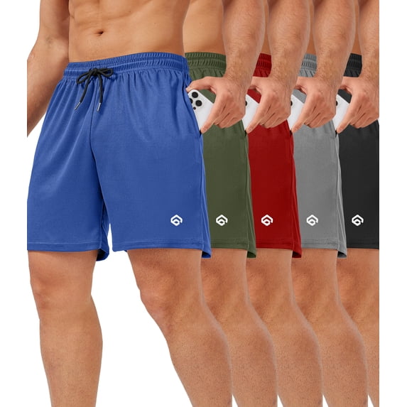 5 Pack Gym Shorts Men 5 Inch Quick Dry Mesh Shorts Men Lightweight Training Athletic Running Shorts with Pockets