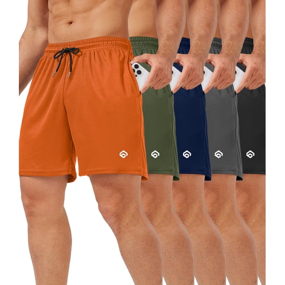 5 Pack Gym Shorts Men 5 Inch Quick Dry Mesh Shorts Men Lightweight Training Athletic Running Shorts with Pockets